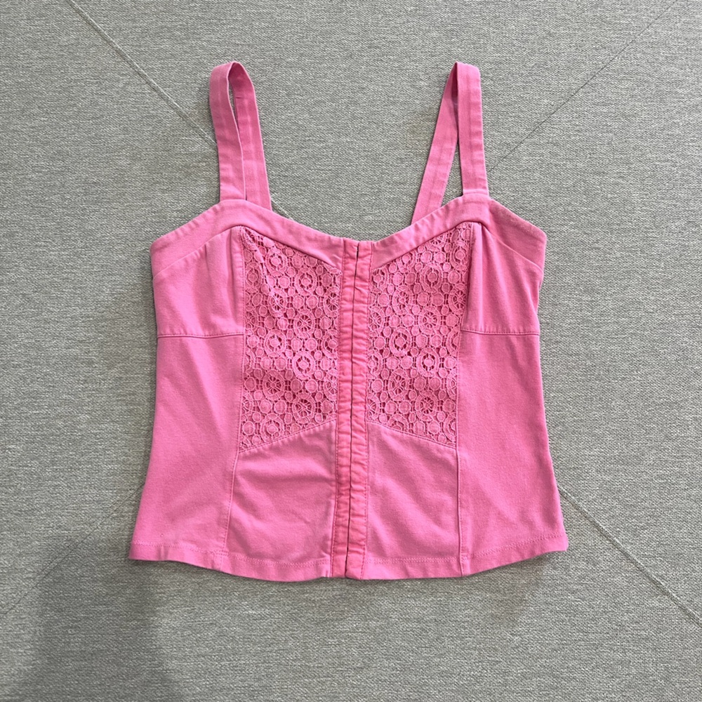 Black Poppy Pink Corset Style Top